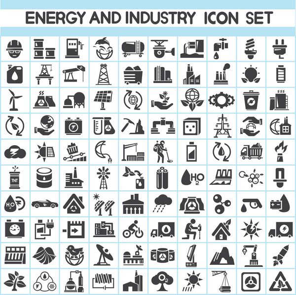 مجموعه نمادهای انرژی و صنعت نمادهای سبز بروید