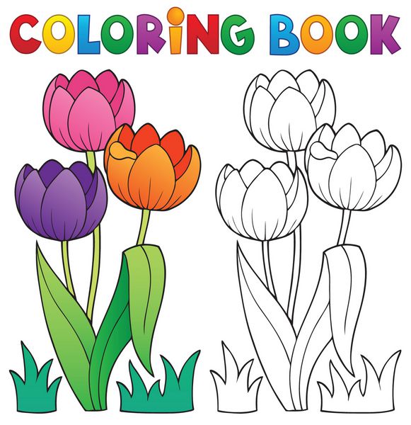 کتاب رنگ آمیزی با تم گل 4 - وکتور