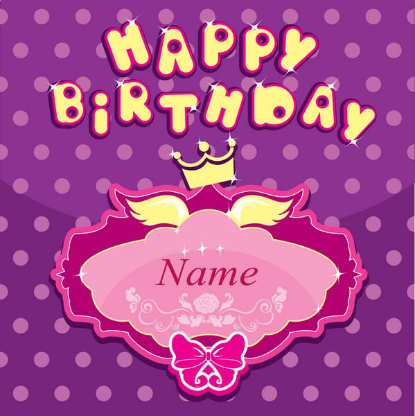 تولدت مبارک - کارت دعوت دختر با تاج و قاب پرنسس