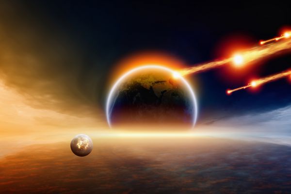 پیشینه علمی انتزاعی - برخورد سیارک سیاره زمین عناصر این تصویر ارائه شده توسط ناسا