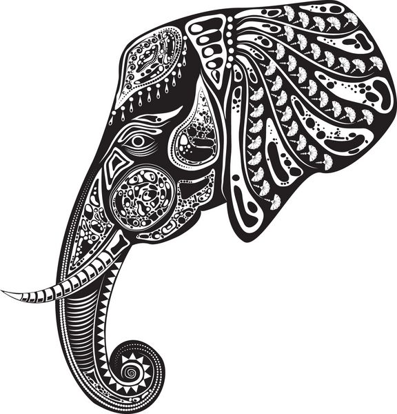 وکتور از یک حیوان توتم قبیله ای - فیل - به سبک گرافیکی