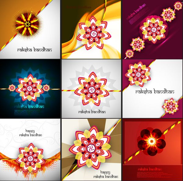 raksha bandhan جشن زیبای 9 ارائه مجموعه طرح وکتور رنگارنگ