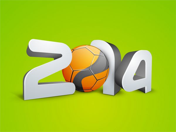 سال نو مبارک 2014 با توپ فوتبال در زمینه سبز