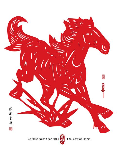 وکتور برش کاغذ سنتی چینی برای سال اسب ترجمه 2014
