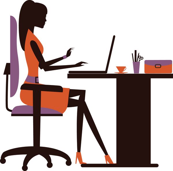 شبح زن تجاری که روی لپ تاپ کار می کند در پس زمینه wight بردار