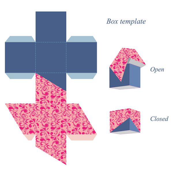 قالب جعبه مربعی جالب با درب الگوی گلدار وکتور