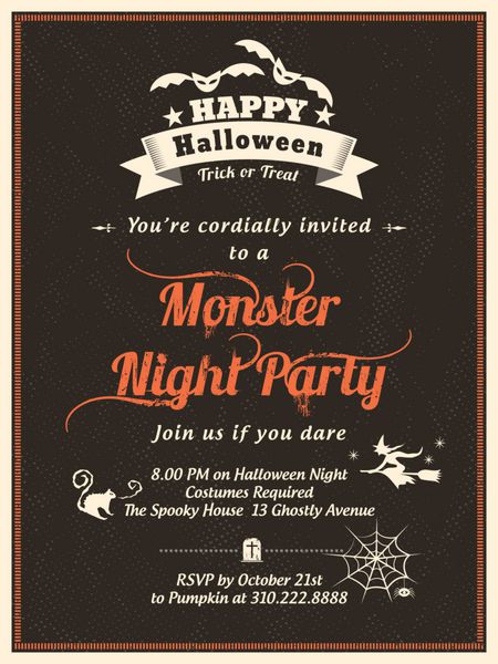 قالب دعوت مهمانی هالووین برای کارت-پوستر-بروشور