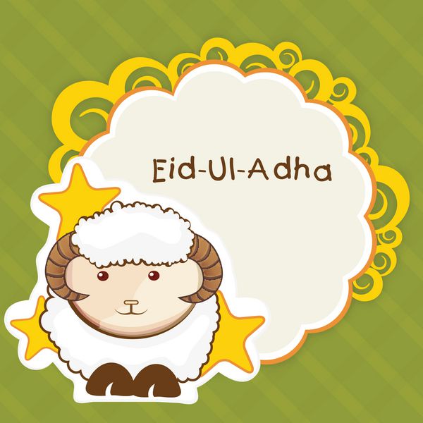 جشنواره جامعه مسلمانان قربانی کارت تبریک عید قربان یا پس زمینه با گوسفند در پس زمینه انتزاعی قدیمی