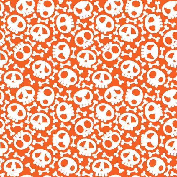 وکتور الگوی جمجمه بدون درز در پس زمینه نارنجی