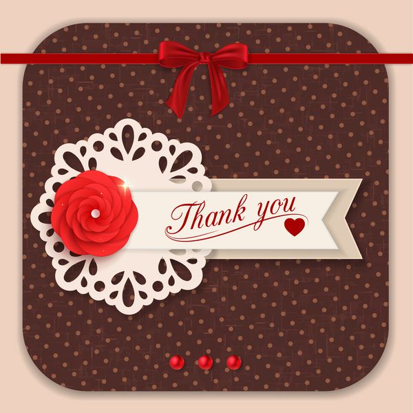 پس زمینه تشکر با گل کاغذ قرمز و عناصر دفترچه یادداشت طراحی مدرن کاردستی کاغذی این وکتور را می توان به عنوان کارت تبریک یا دعوت عروسی نیز استفاده کرد