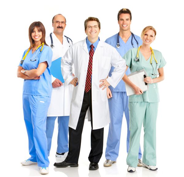 گروه پزشکان جدا شده در زمینه سفید