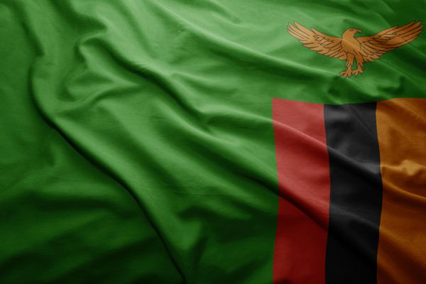اهتزاز پرچم رنگارنگ زامبیا