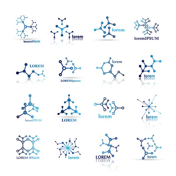 مجموعه آیکون های مولکول - جدا شده روی سفید - تصاویر وکتور طراحی گرافیکی مفید برای طراحی شما