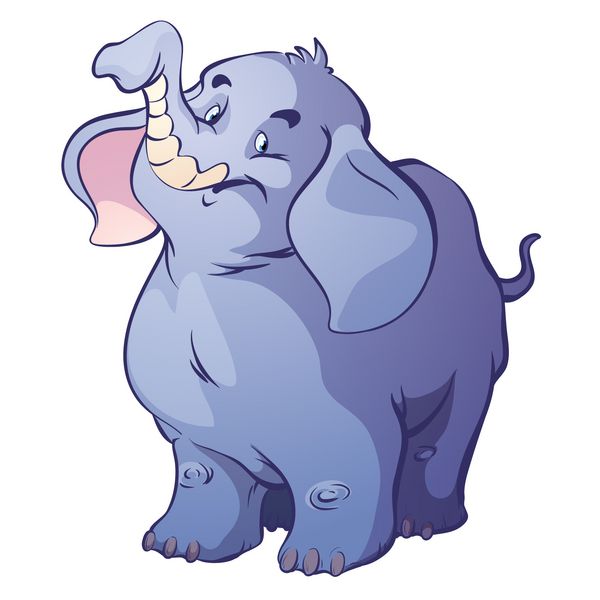 فیل کارتونی زیبا وکتور بر روی زمینه سفید