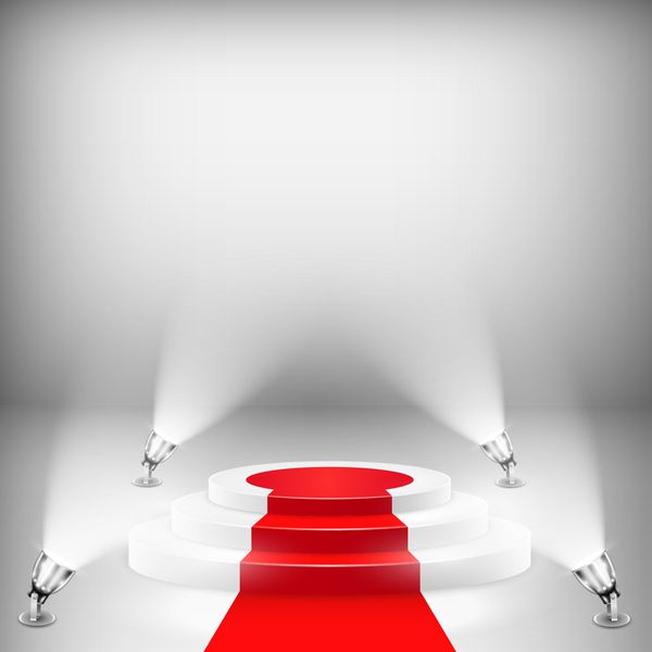 سکوی نورانی با فرش قرمز وکتور