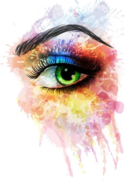 چشم ساخته شده از پاشش های رنگارنگ