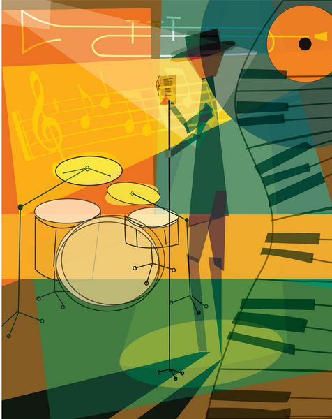 قالب پوستر جاز - مناسب برای پوستر آگهی بروشور بنر نشان والپیپر طراحی وب تبلیغات تبلیغات و موارد دیگر