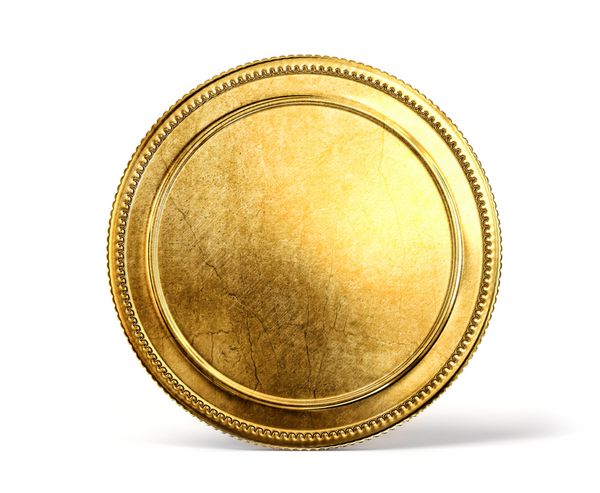 سکه طلا جدا شده در پس زمینه سفید