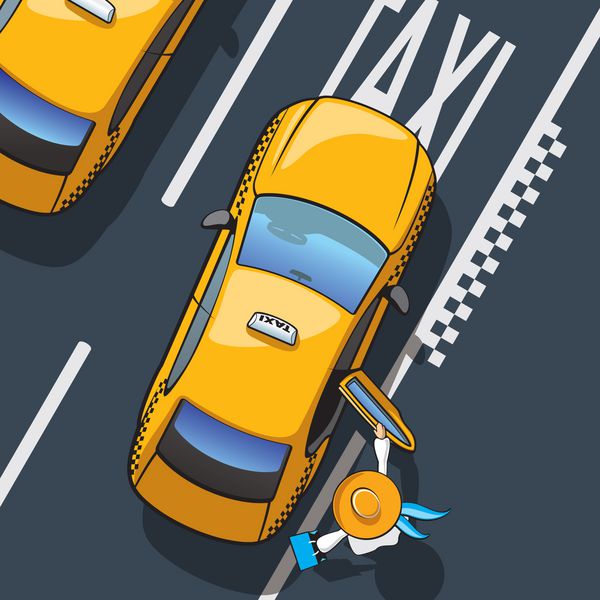 تاکسی تصویر فرود آمدن در تاکسی شهر زرد