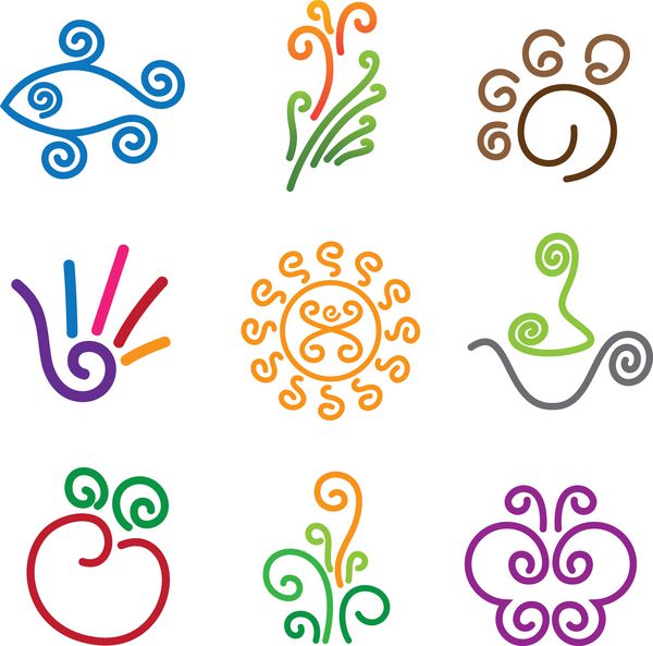 الگوی لوگوی تنوع رنگارنگ طراحی طرح خطی