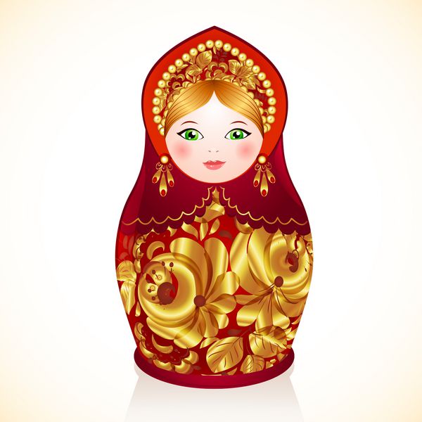 رنگ های قرمز و طلایی وکتور عروسک روسی ماتریوشکا