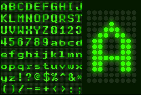 مجموعه حروف نمایشگر LED نقطه‌دار سبز monosp