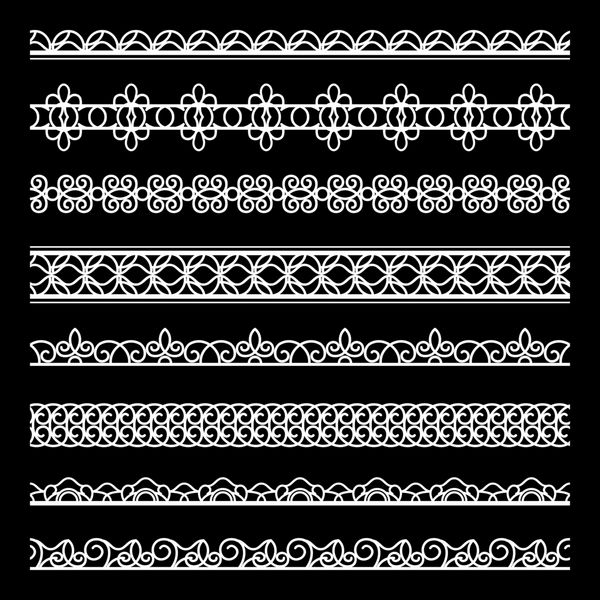 مجموعه ای از حاشیه های شطرنجی سفید رنگ جدا شده روی سیاه