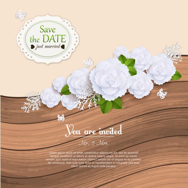 پس زمینه عروسی گلدار با گل های کاغذی عناصر دفترچه یادداشت و pl برای متن طراحی مدرن کاردستی کاغذی