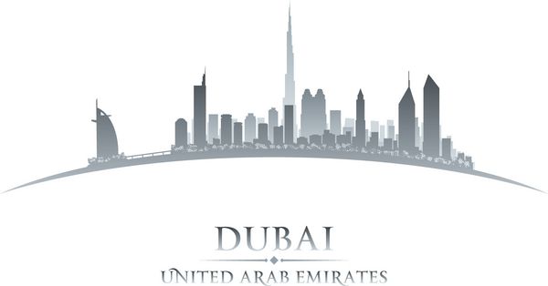 سیلوئت خط افق شهر دبی امارات وکتور