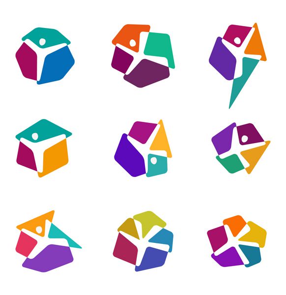 الگوی وکتور مردم رنگارنگ را طراحی کنید مجموعه نمادهای y حروف x شما می توانید در مفهوم الگوی یوگا ورزش و سایر سازمان ها استفاده کنید