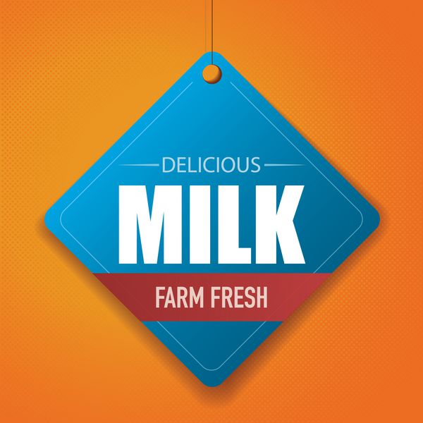 شیر خوشمزه - مزرعه تازه - وکتور برچسب برچسب کاغذی