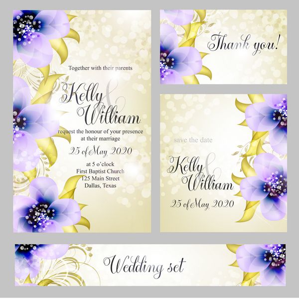 دعوت نامه عروسی کارت تشکر کارت های تاریخ را ذخیره کنید ست عروسی کارت rsvp