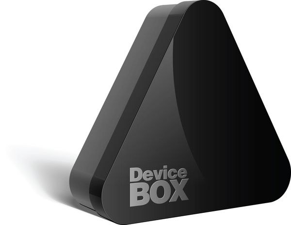 بسته بندی سیاه و سفید واقعی جعبه شکل مثلثی برای نرم افزار دستگاه های الکترونیکی و سایر محصولات وکتور