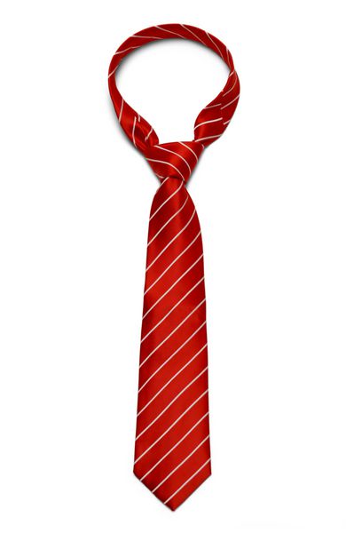 کراوات راه راه قرمز و سفید جدا شده در پس زمینه سفید