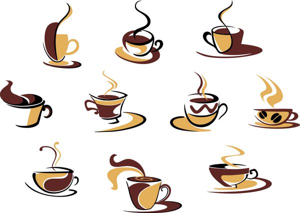 ده فنجان قهوه اسپرسو مختلف برای طراحی فست فود