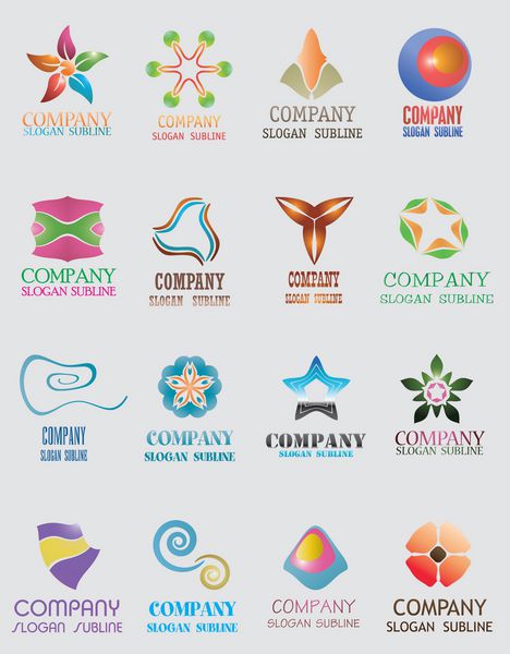 مجموعه ای از آرم ها و نمادهای کسب و کار برای هویت شرکت شما
