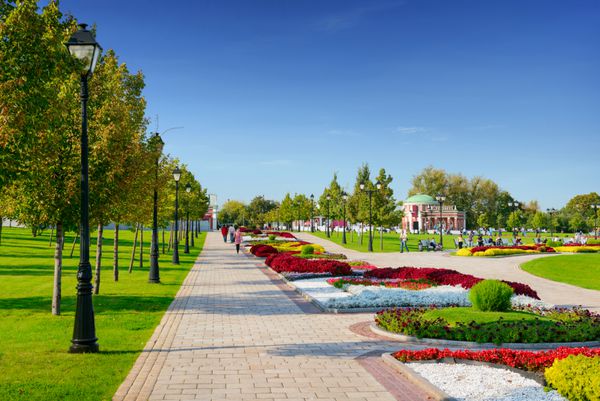 پارک شهر سبز در روز آفتابی تابستان