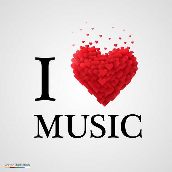 من عاشق موسیقی نوع فونت با علامت قلب هستم