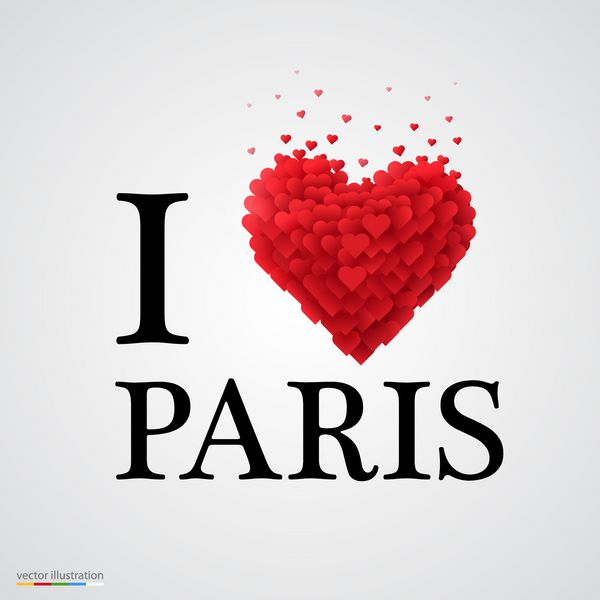 من عاشق پاریس هستم نوع فونت با علامت قلب