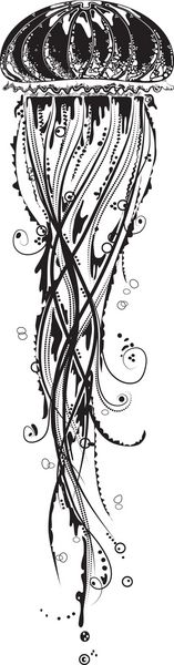 وکتور از ژله ماهی به سبک گرافیکی سیاه و سفید - یک الگو
