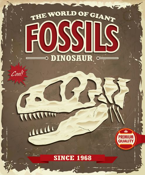 طراحی پوستر فسیلی دایناسور قدیمی
