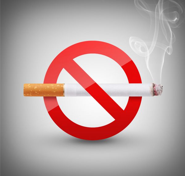 علامت سیگار ممنوع در زمینه خاکستری
