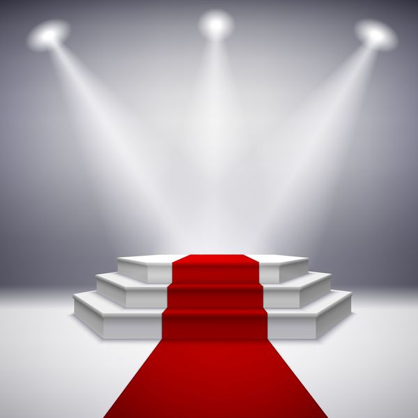 سکوی صحنه نورانی با فرش قرمز برای وکتور مراسم جایزه