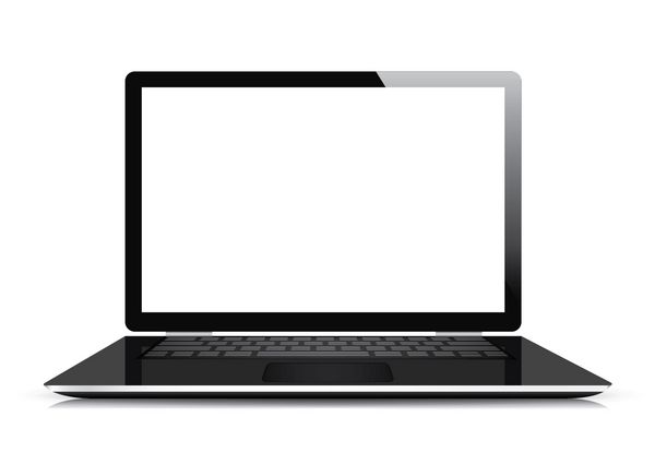 لپ تاپ مدرن واقع گرایانه و دقیق جدا شده روی سفید وکتور