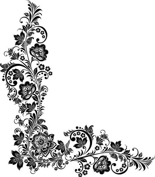 وکتور پس زمینه گل زیور آلات سنتی روسی hohloma عناصر طراحی سیاه و سفید