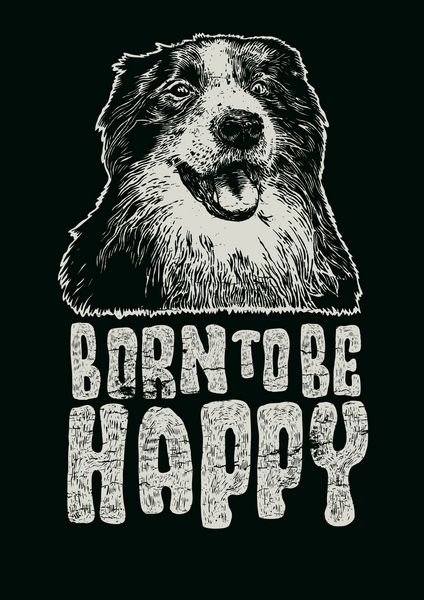 طراحی رترو برای شاد بودن برای چاپ پوستر یا تی شرت با لبه سگ خندان و فونت های قدیمی وکتور افکت گرانج در لایه جداگانه