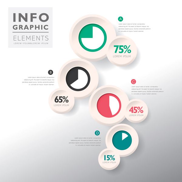 عناصر اینفوگرافیک نمودار دایره ای انتزاعی وکتور مدرن