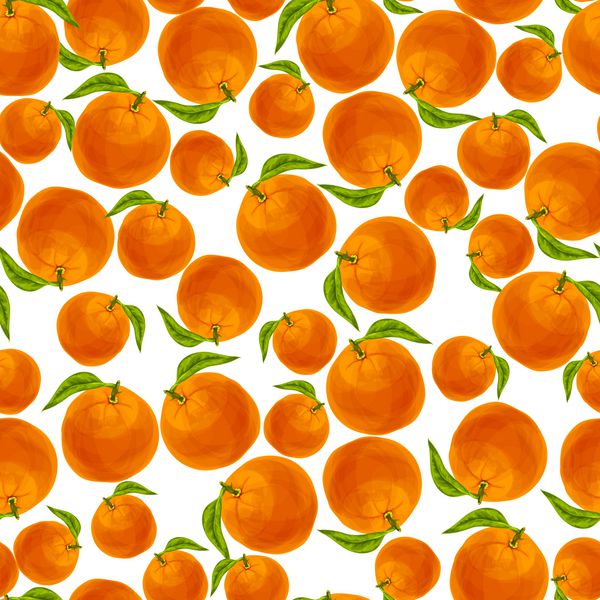 پرتقال آبدار ارگانیک طبیعی بدون درز با وکتور الگوی میوه برگ