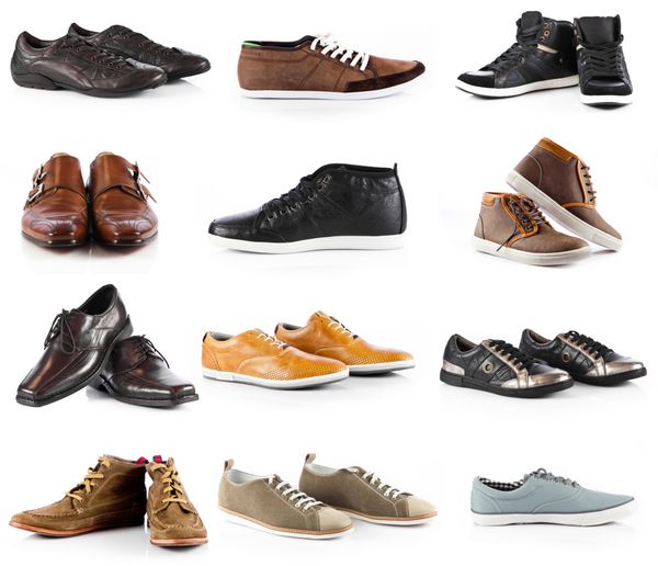مجموعه کفش های مردانه کفش مردانه روی زمینه سفید