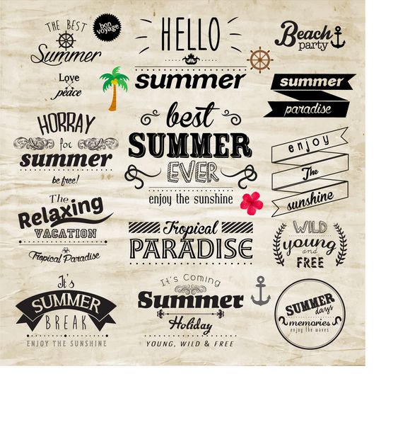طراحی نشان تعطیلات تابستانی تایپوگرافی قدیمی